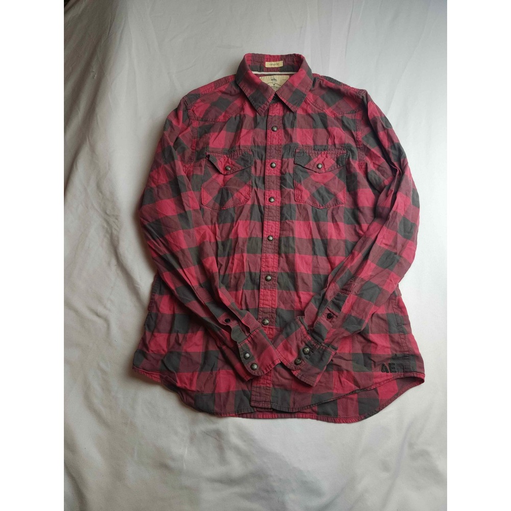 American Eagle Outfitters Mens Small Red Black Buffalo Plaid Western Shirt